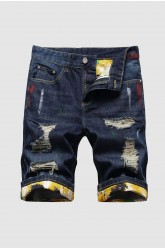 Men's Splash Ink Ripped Denim Shorts