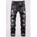 Men's Washed Pattern Patchwork Buttons Distressed Jeans