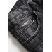 Men's Washed Pattern Patchwork Buttons Distressed Jeans