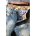 Distressed Wash Buttoned Straight Leg Men's Jeans