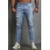 Distressed Slim-fit High Waist Men's Ankle Jeans