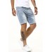 Sky Blue Graphic Print Rolled Hem Ripped Men's Denim Shorts