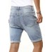 Sky Blue Skull Print Rolled Hem Ripped Men's Denim Shorts