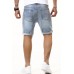 Sky Blue Sunflower Faith Print Ripped Bermuda Denim Shorts