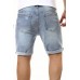 Sky Blue It's In My DNA Basketball Print Ripped Rolled Hem Men's Denim Shorts