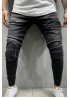 Black Pleated Distressed Skinny Men's Jeans