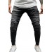 Black Pleated Distressed Skinny Men's Jeans