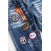 Men's Badge Pattern Patchwork Paint Splash Slim-fit Jeans