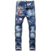 Men's Badge Pattern Patchwork Paint Splash Slim-fit Jeans