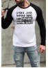 Black Men's Letter Print Color Block Long Sleeve T-shirt