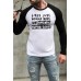 Black Men's Letter Print Color Block Long Sleeve T-shirt