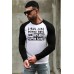 Black Men's Letter Print Color Block Long Sleeve T-shirt