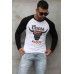 Black Men's Steer Head Letter Print Color Block Long Sleeve Top