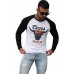 Black Men's Steer Head Letter Print Color Block Long Sleeve Top