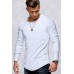 White Slim Fit Rib Raglan Sleeve Men's Top