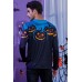 Men's 3D Halloween Pumpkin Print Knit Long Sleeve T-Shirt