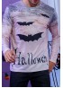 Men's Halloween Bat Print Long Sleeve Knit T-shirt