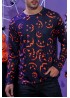 Men's Halloween Pumpkin Smiley Print Long Sleeve Knit T-shirt