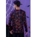 Men's Halloween Pumpkin Smiley Print Long Sleeve Knit T-shirt