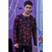 Men's Halloween Pumpkin Smiley Print Long Sleeve Knit T-shirt