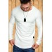 White Solid Crew Neck Long Sleeve Men's T-shirt