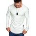 White Solid Crew Neck Long Sleeve Men's T-shirt