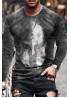 Gray Graphic Print Men's Long Sleeve Top
