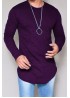 Men's Solid Color Rounded Hem Long Sleeve T-shirt