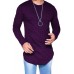 Men's Solid Color Rounded Hem Long Sleeve T-shirt