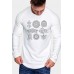 Men's Graphic Print Slim-fit Pleated Long Sleeve T-shirt