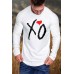 White XO Heart Print Pleated Sleeve Slim-fit Men's T-shirt