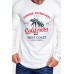 White Graphic Letter Print Slim-fit Pleated Men's Long Sleeve T-shirt