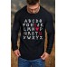 Men's Heart Letter Print Slim-fit Long Sleeve T-shirt