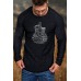 Men's Letter Guitar Graphic Print Long Sleeve T-shirt