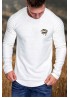 White Lip Print Pleated Slim-fit Men's Long Sleeve T-shirt