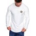 White Lip Print Pleated Slim-fit Men's Long Sleeve T-shirt