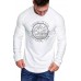 White Men's Letter Graphic Print Pleated Long Sleeve Top