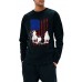 Black American Flag Team Roping Horse Print Men's Long Sleeve Top