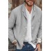 Gray Button-up Lapel Collar Long Sleeve Men's Shirt