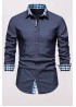 Plaid Patchwork Button-up Men's Long Sleeve Shirt