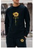 Sunflower Letter Print Long Sleeve Sweatshirt and Sweatpants Set