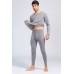 Gray Men's Plus Velvet Thick Thermal Underwear Suit