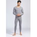 Gray Men's Plus Velvet Thick Thermal Underwear Suit