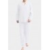 White Men Solid Cotton Blend Loungewear Set