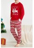 Men Red Xmas Pattern Long Sleeve Loungwear Set