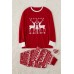 Men Red Xmas Pattern Long Sleeve Loungwear Set