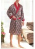 Red Men's Vintage Print Satin Kimono Bathrobe Set