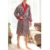 Red Men's Vintage Print Satin Kimono Bathrobe Set