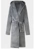 Gray Plush Lace-up Thick Hooded Men's Teddy Robe