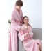 Pink Fleece Pocketed Men Nightgown with Sash